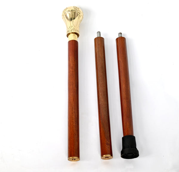 Brass Nautical - Knob Handle Wooden Walking Stick Cane with Rosewood Stick (Shining Brass, Brass) - 10307