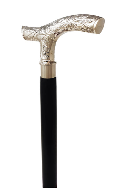 Brass Nautical - Brass Derby Handle Walking Cane Wooden Cane Stick - Made of Rosewood & Brass (Ornate Chrome) - 10453