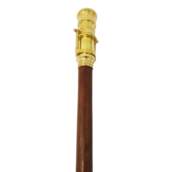 Brass Nautical - Telescope Walking Stick Costume Wooden Cane Foldable Rosewood Stick Steampunk Style (Polished Brass) - 10623