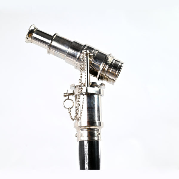 Brass Nautical - Telescope Walking Stick Chrome Finish Costume Wooden Cane Foldable Rosewood Stick Steampunk Style
 - 10663