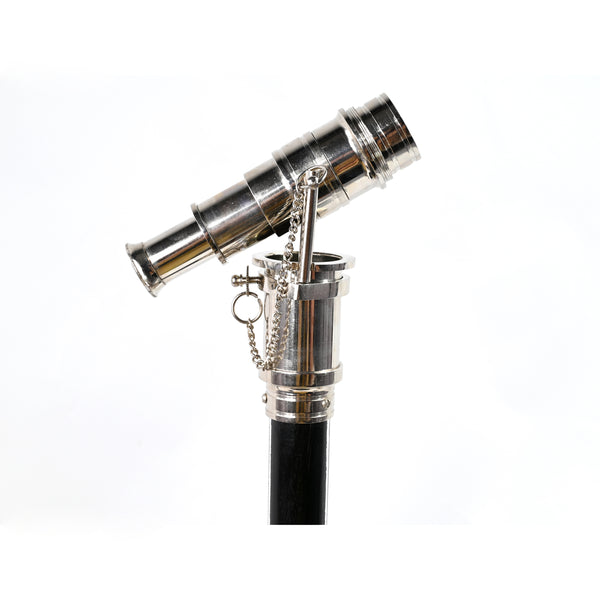 Brass Nautical - Telescope Walking Stick Chrome Finish Costume Wooden Cane Foldable Rosewood Stick Steampunk Style
 - 10663