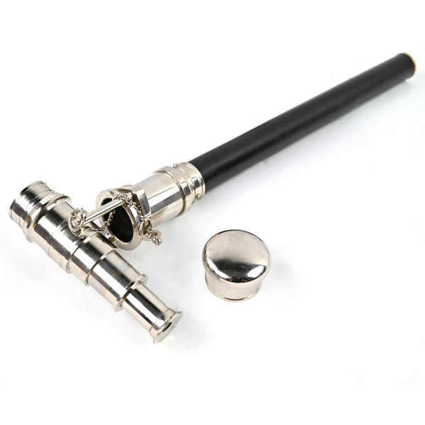 Brass Nautical - Telescope Walking Stick Chrome Finish Costume Wooden Cane Foldable Rosewood Stick Steampunk Style
 - 10663