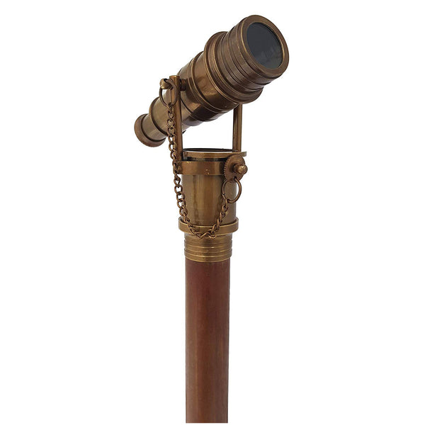 Brass Nautical Telescope Walking Stick Antique Finish Costume Wooden Cane Foldable Rosewood Stick Steampunk Style
 - 10664