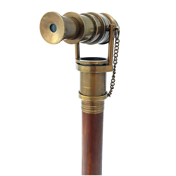 Brass Nautical Telescope Walking Stick Antique Finish Costume Wooden Cane Foldable Rosewood Stick Steampunk Style
 - 10664