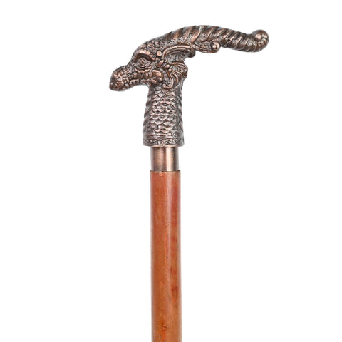 Brass Nautical - Dragon Head Copper Finish Handle Wooden Cane,Walking Stick Shaft Handmade Stick
 - 10755