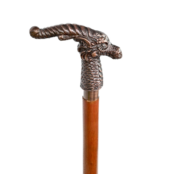 Brass Nautical - Dragon Head Copper Finish Handle Wooden Cane,Walking Stick Shaft Handmade Stick
 - 10755