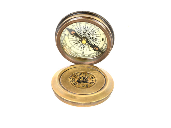 Brass Nautical 2 inches Vintage Compass Replica Brass Pocket Transit Compass - Robert Frost Poem - 1104 BN