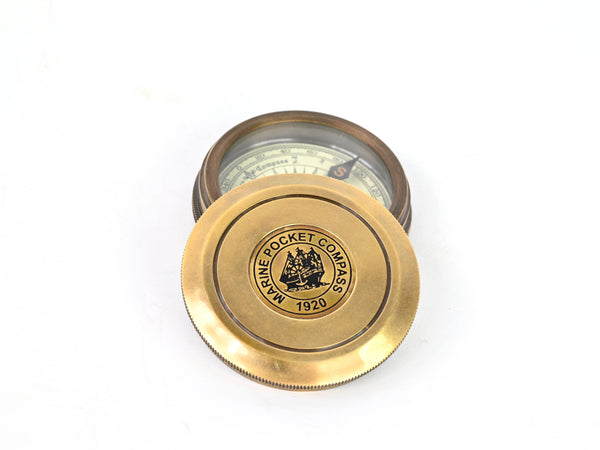 Brass Nautical 2 inches Vintage Compass Replica Brass Pocket Transit Compass - Robert Frost Poem - 1104 BN