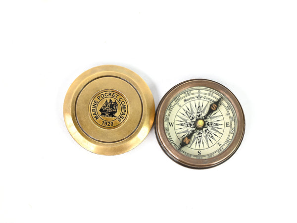 Brass Nautical 2 inches Vintage Compass Replica Brass Pocket Transit Compass - Robert Frost Poem - 1104 BN