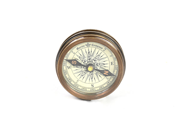 Brass Nautical 2 inches Vintage Compass Replica Brass Pocket Transit Compass - Robert Frost Poem - 1104 BN