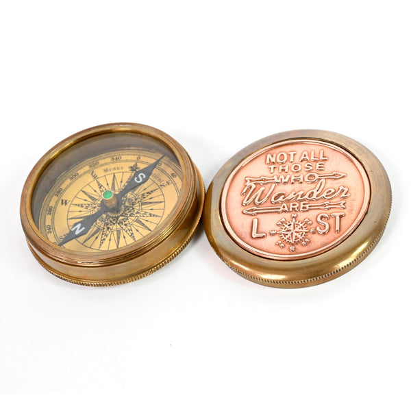 Brass Nautical - "Not All Those Who Wander are Lost Magnetic Compass Graduation Confirmation Day Gift Compass Marine Antique Replica Vintage Magnetic Direction Antique Compass Nautical - 11477