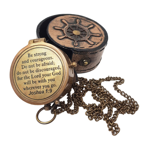 Hanzla Collection - Be Strong and Courageous Engraved Compass, Confirmation Gift Ideas, Baptism Gifts - 11506