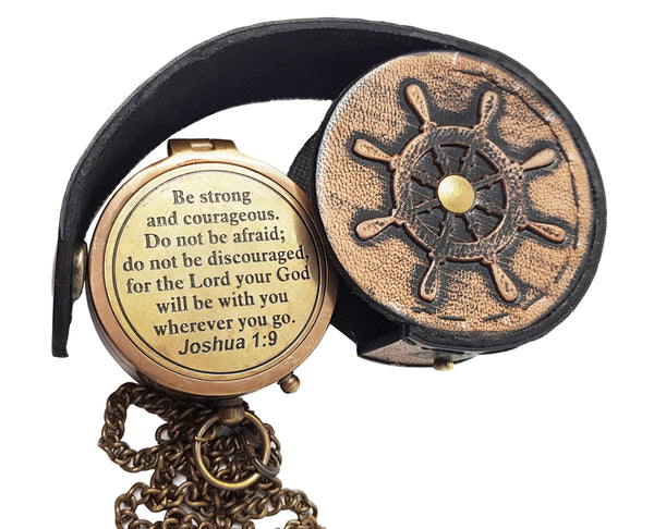 Hanzla Collection - Be Strong and Courageous Engraved Compass, Confirmation Gift Ideas, Baptism Gifts - 11506