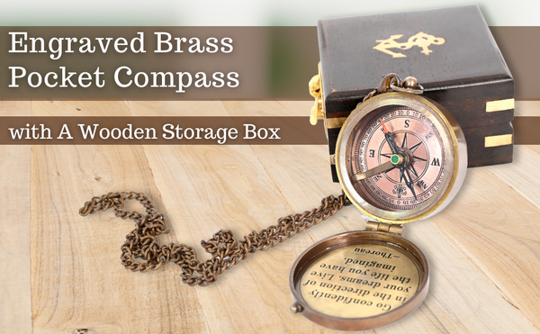 Brass Nautical - Thoreau's Go Confidently Brass Compass, Gift for Graduation, Confirmation Day, Baptism, New Year Gift, Birthday, Anniversary, Communion, Camping Gift - 11687