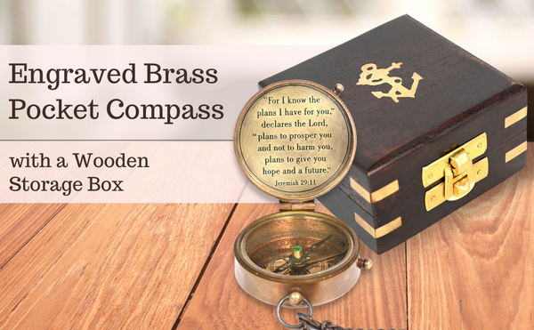 Brass Nautical - Brass Compass Engraved with Religious Scripture Verse, Gift for Son, Grandson, Daughter, Baptism, Confirmation Communion Godson Church Graduation Day - 11688