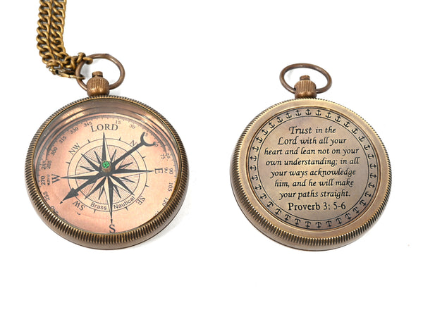 Brass Nautical - Brass Compass Gift with Display Box - Engraved Scripture Prayer Compass Religious Gift for Men & Women - Baptism, Confirmation, Communion Compass for Boys Graduation Gift - 11693