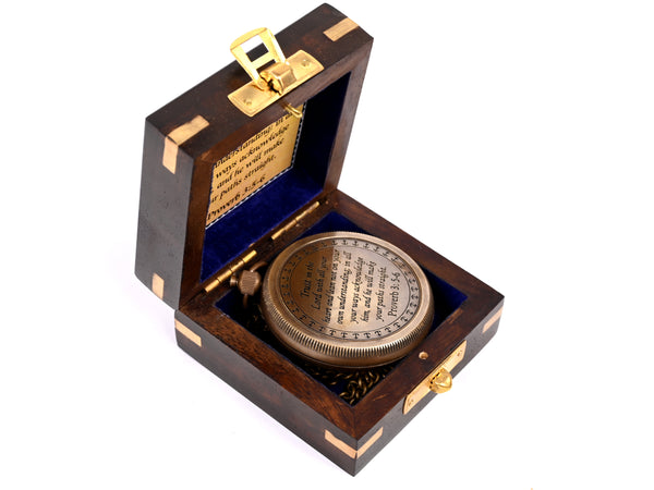 Brass Nautical - Brass Compass Gift with Display Box - Engraved Scripture Prayer Compass Religious Gift for Men & Women - Baptism, Confirmation, Communion Compass for Boys Graduation Gift - 11693