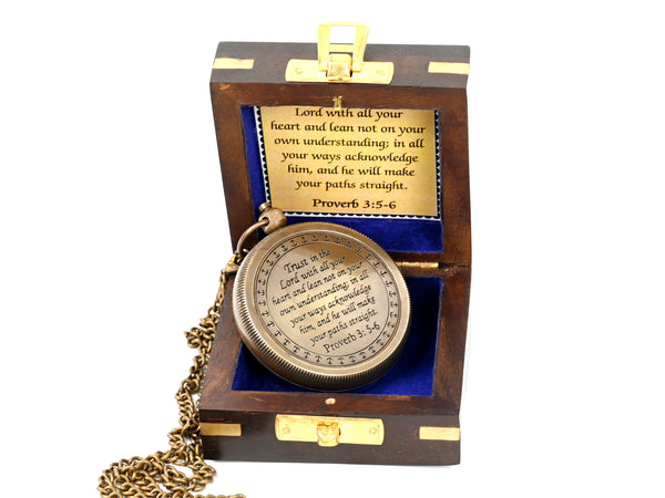 Brass Nautical - Brass Compass Gift with Display Box - Engraved Scripture Prayer Compass Religious Gift for Men & Women - Baptism, Confirmation, Communion Compass for Boys Graduation Gift - 11693