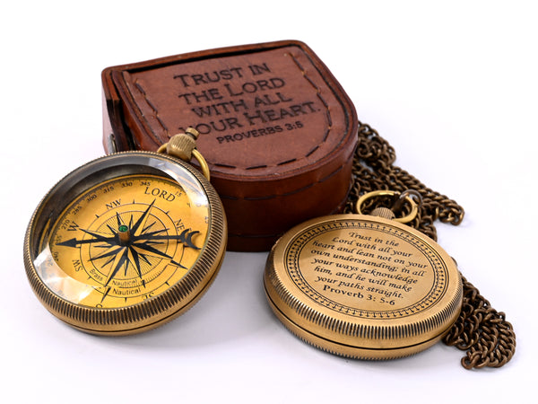 Brass Nautical - Brass Compass Engraved with Motivational Quote, Gift for Son, Grandson, Daughter, Baptism, Confirmation Communion Godson Church Graduation Day - 11694