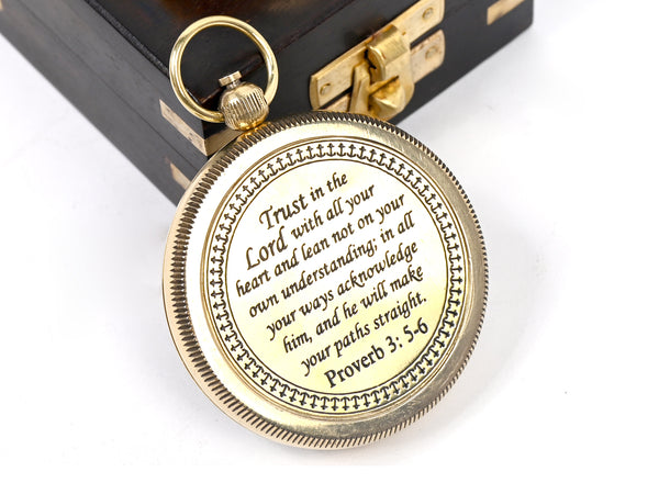 Brass Nautical - Brass Compass Gift with Display Box - Engraved Scripture Prayer Compass Religious Gift for Men & Women - Baptism, Confirmation, Communion Compass for Boys Graduation Gift - 11695