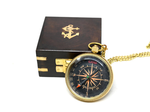 Brass Nautical - Brass Compass Gift with Display Box - Engraved Scripture Prayer Compass Religious Gift for Men & Women - Baptism, Confirmation, Communion Compass for Boys Graduation Gift - 11695