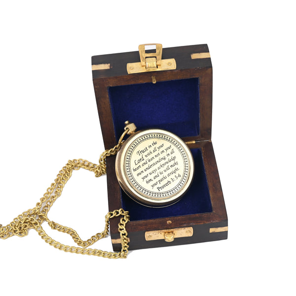 Brass Nautical - Brass Compass Gift with Display Box - Engraved Scripture Prayer Compass Religious Gift for Men & Women - Baptism, Confirmation, Communion Compass for Boys Graduation Gift - 11695