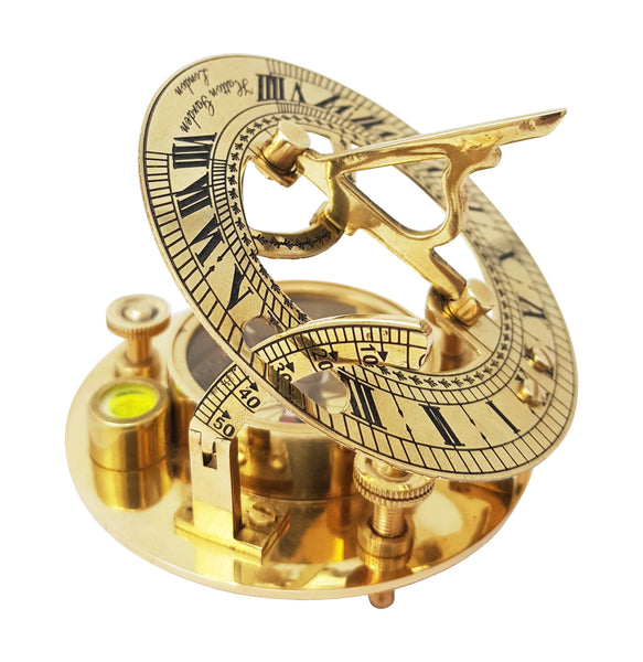 Brass Nautical - Sundial Compass with Intricate Detailing Comes in an Exquisite Top Grain Leather Case - Premium Sundial Compass - 16061