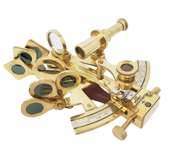 Brass Nautical - Sextant Brass Navigation Instrument Sextante Navegacion Marine Sextant in Hardwood Gift Box (4 inches, Shiny Brass) - 1802 SB