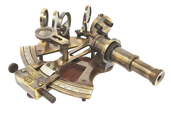 Brass Nautical - Sextant Brass Navigation Instruments Sextante Navegacion Marine Sextant in Rosewood Gift Box - Slow Motion Mechanism - 4 inches - 1803