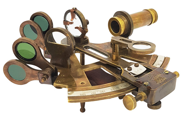 Brass Nautical - Brass Navigation Instrument Sextante Navegacion Marine Sextant in Leather Gift Box - Slow Motion Mechanism - 1853