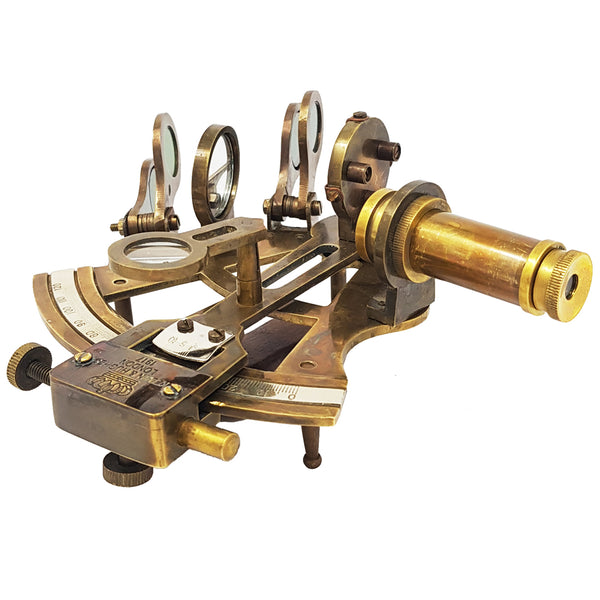 Brass Nautical - Brass Navigation Instrument Sextante Navegacion Marine Sextant in leather case - Slow Motion Mechanism - 1853 BN