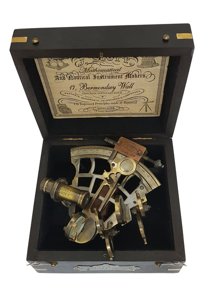 Brass Nautical Sextant Brass Navigation Instrument Sextante Navegacion Marine Sextant in Hardwood Box - 1864