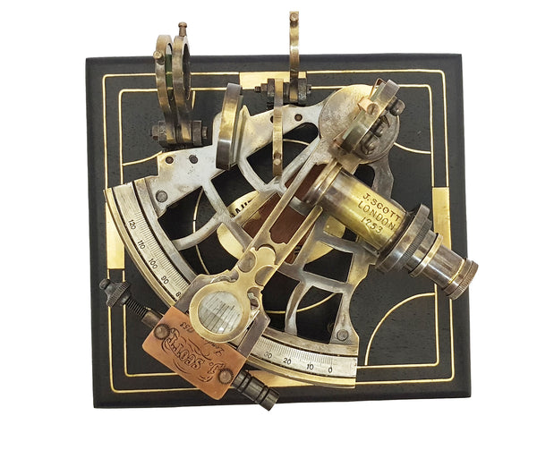 Brass Nautical Sextant Brass Navigation Instrument Sextante Navegacion Marine Sextant in Hardwood Box - 1864