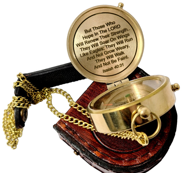 Brass Nautical - Brass Compass Engraved with Religious Scripture Verse, Gift for Son, Grandson, Daughter, Baptism, Confirmation Communion Godson Church Graduation Day - 11673