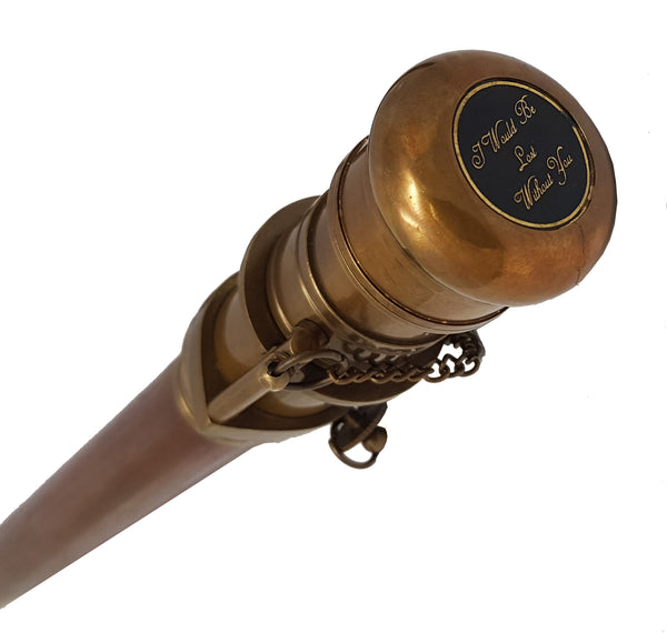 Brass Nautical Telescope Walking Stick Antique Finish Costume Wooden Cane Foldable Rosewood Stick Steampunk Style
 - 10664