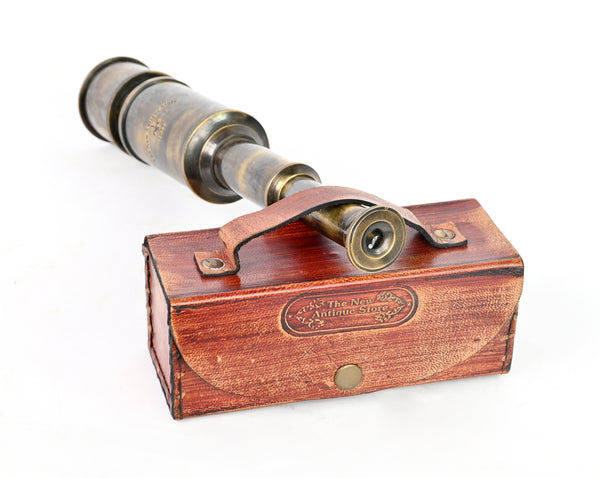 Brass Nautical - 12x Pirate's Functional Telescope | Made of Brass | Glass Optics | Captain's Spyglass| Camouflage Finish | 17in Long | 1Pc in Leather Case | Handheld Style Spyglass - 20201