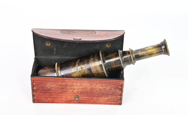 Brass Nautical - 12x Pirate's Functional Telescope | Made of Brass | Glass Optics | Captain's Spyglass| Camouflage Finish | 17in Long | 1Pc in Leather Case | Handheld Style Spyglass - 20201