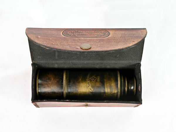 Brass Nautical - 12x Pirate's Functional Telescope | Made of Brass | Glass Optics | Captain's Spyglass| Camouflage Finish | 17in Long | 1Pc in Leather Case | Handheld Style Spyglass - 20201