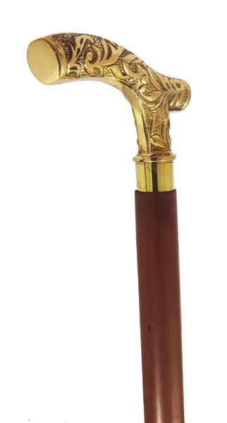 Brass Nautical Embossed Brass Handle Walking Stick
 - 10539