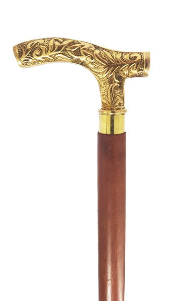 Brass Nautical Embossed Brass Handle Walking Stick
 - 10539