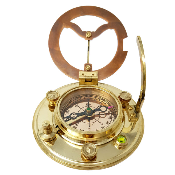 Brass Nautical - Antique Brass & Copper Sundial Compass, Sundial Clock in Box Gift Sun Clock Ship Replica Watch - 16059