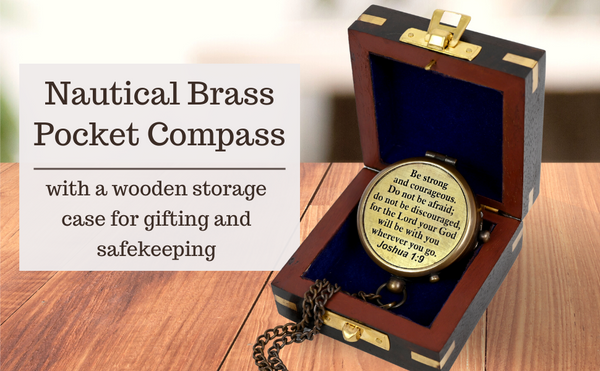 Brass Nautical - Engraved Compass, Customized Brass Compass for Anniversary, Birthday, Graduation Day, Confirmation Gift, Valentine Gift, Parting Gift, Sailor Gift - 11689