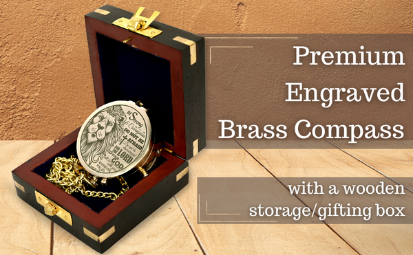 Brass Nautical - Brass Compass Engraved with Religious Scripture Verse, Gift for Son, Grandson, Daughter, Baptism, Confirmation Communion Godson Church Graduation Day - 11690