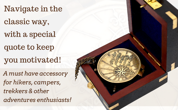 Brass Nautical - Not All Those Who Wander are Lost Brass Gift Embossed Compass with Wooden case, Graduation Day Baptism Communion Confirmation Day Motivational LOTR J.R.R. Tolkien (Wooden Box) - 11692