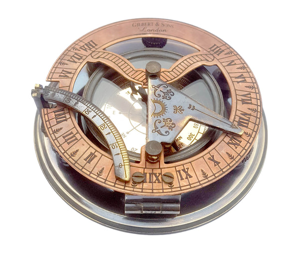 Brass Nautical - Handmade Brass Sundial Compass in Gift Box Sun Dial Watch Navigation - 16062