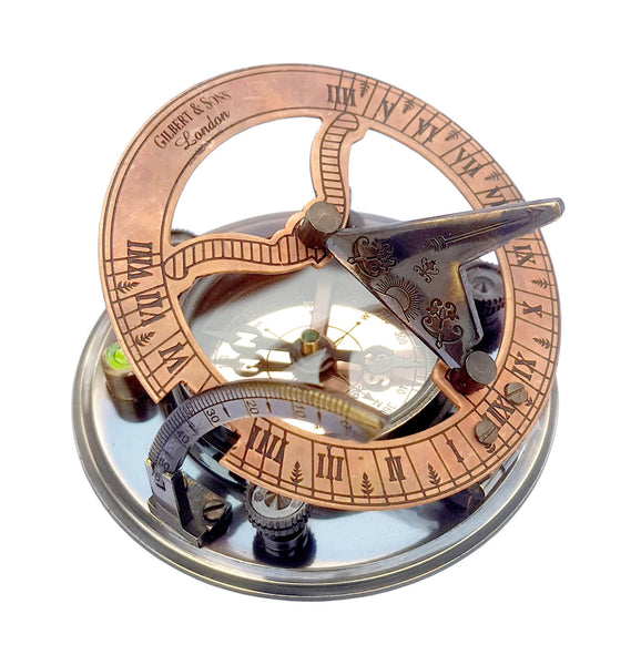 Brass Nautical - Handmade Brass Sundial Compass in Gift Box Sun Dial Watch Navigation - 16062