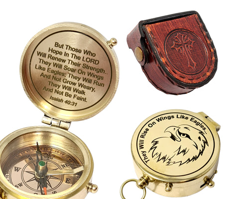 Brass Nautical - Brass Compass Engraved with Religious Scripture Verse, Gift for Son, Grandson, Daughter, Baptism, Confirmation Communion Godson Church Graduation Day - 11673