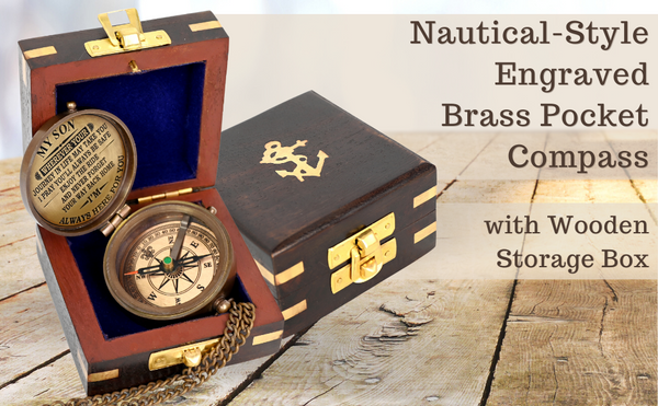 Brass Nautical - Brass Compass Engraved with Motivational Quote, Gift for Son, Grandson, Daughter, Baptism, Confirmation Communion Godson Church Graduation Day - 11691